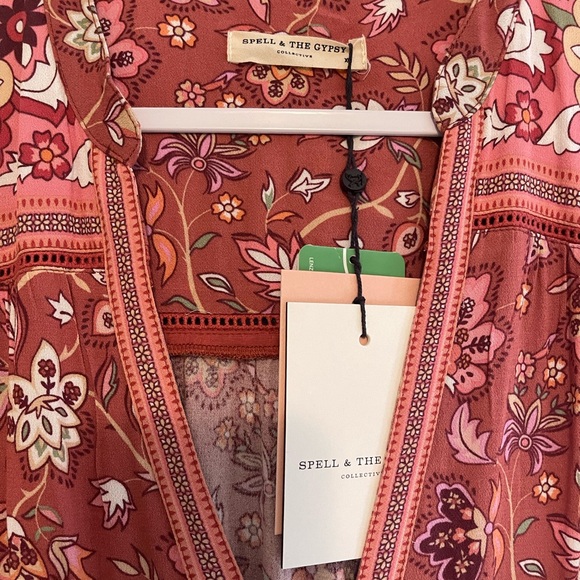 Spell Pink Tiered Sundress with Bishop Sleeves - Picture 3 of 11